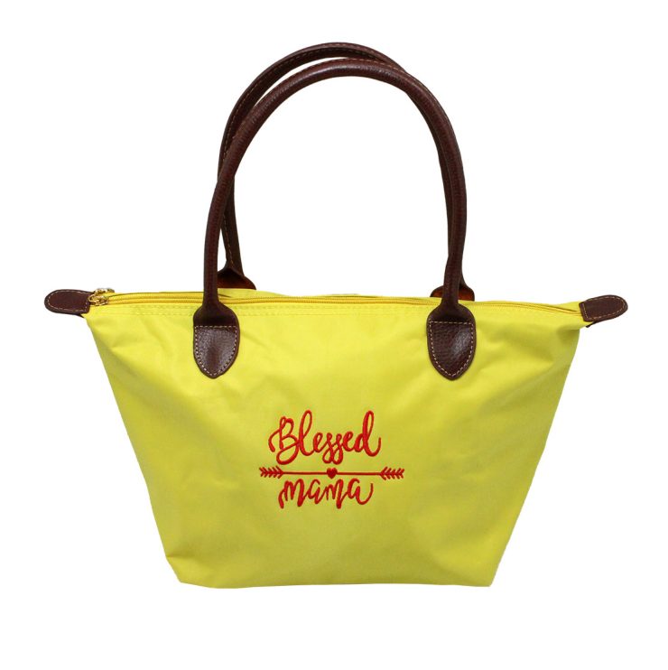 A photo of the Blessed Mama Tote In Yellow product