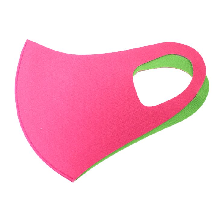 A photo of the Two Tone Pink and Green Face Mask product