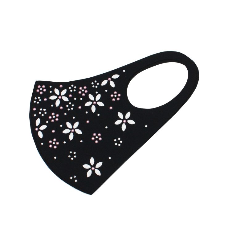 A photo of the Floral Rhinestone Face Mask product