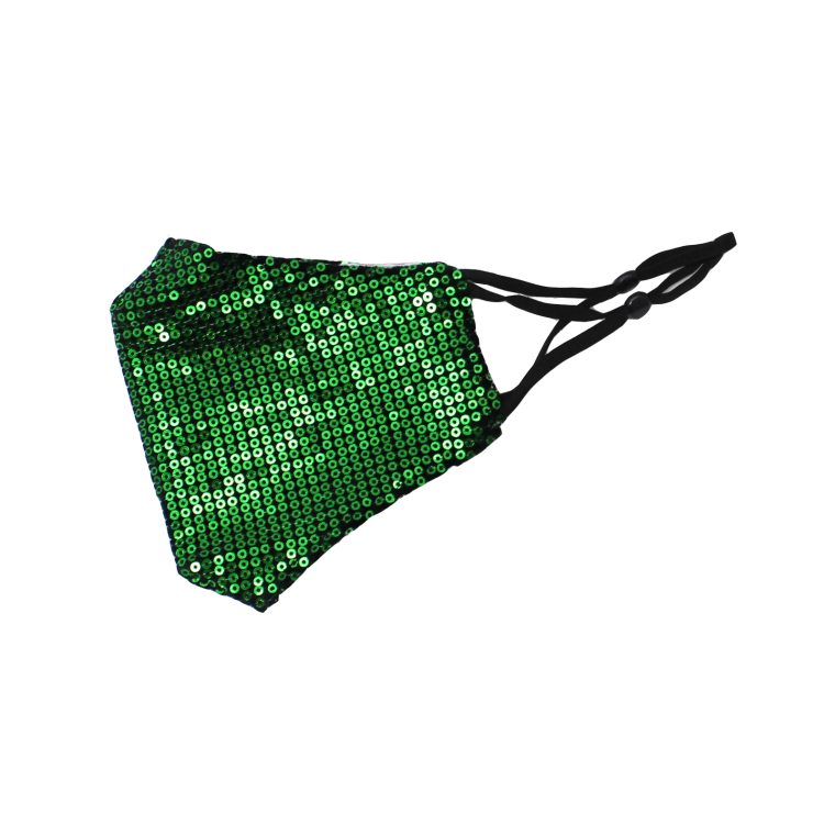 A photo of the Sequin Face Mask In Green product