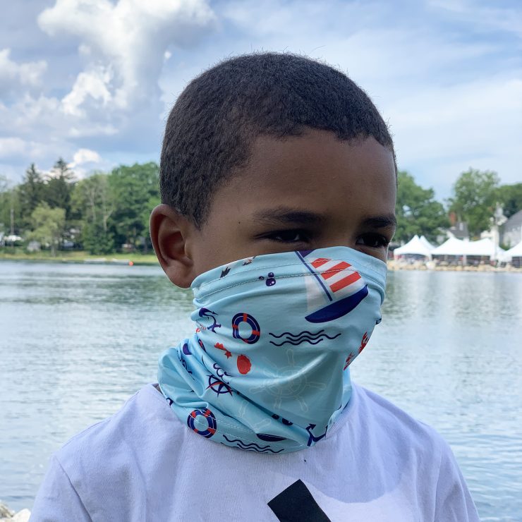 A photo of the Children's Neck Gaiter In Sail Away product