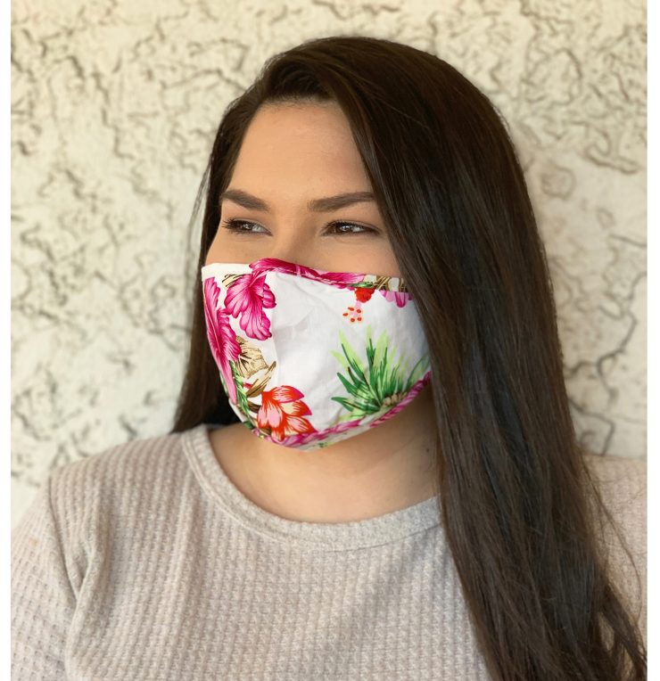 A photo of the Pink Hibiscus Face Mask product