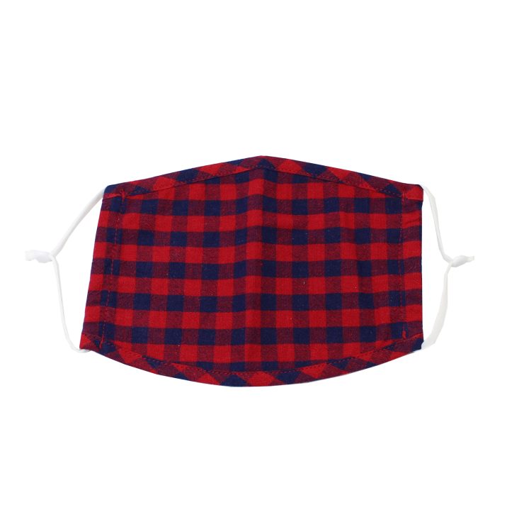 A photo of the Red & Navy Buffalo Check Kids' Mask product