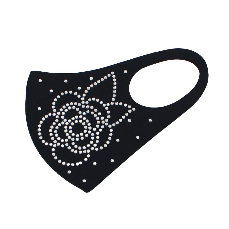 A photo of the Rose Flower Rhinestone Face Mask product