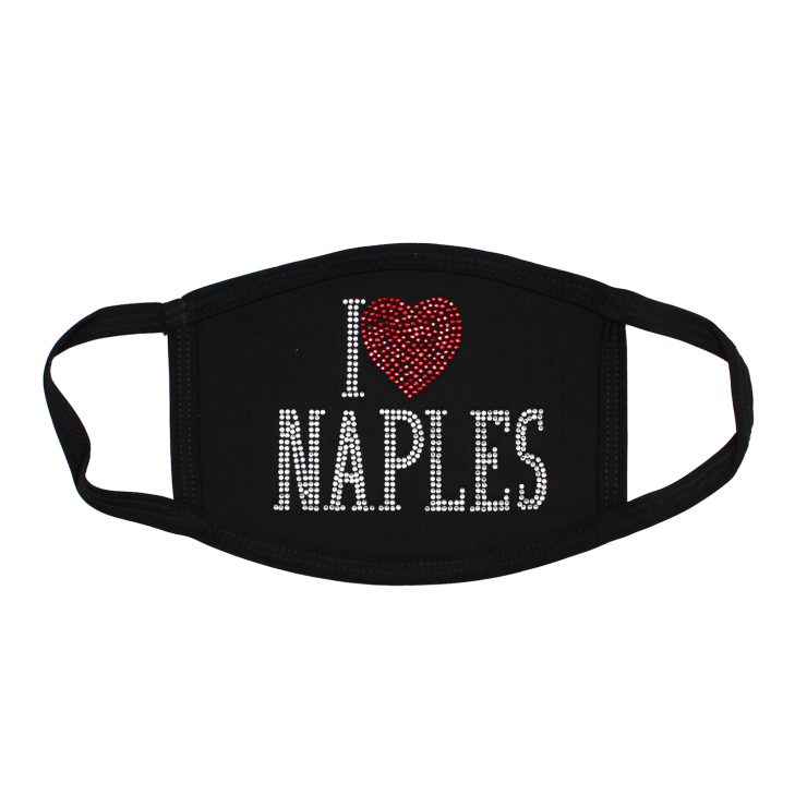 A photo of the I Love Naples Rhinestone Mask product