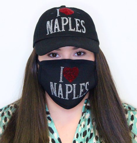 A photo of the I Love Naples Rhinestone Mask product