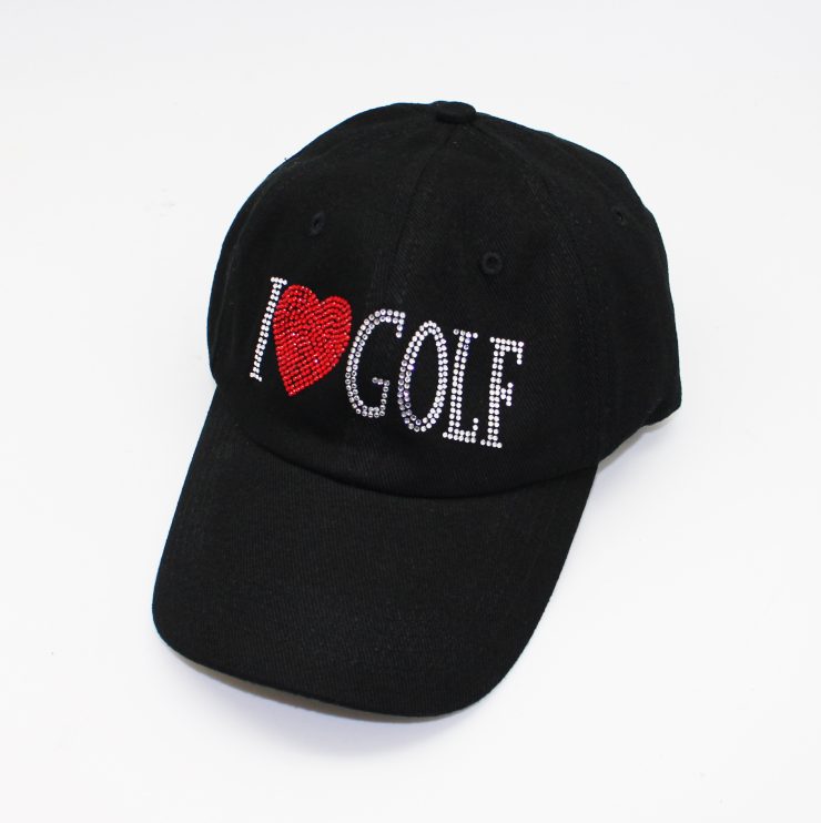 A photo of the I Love Golf Rhinestone Baseball Cap product