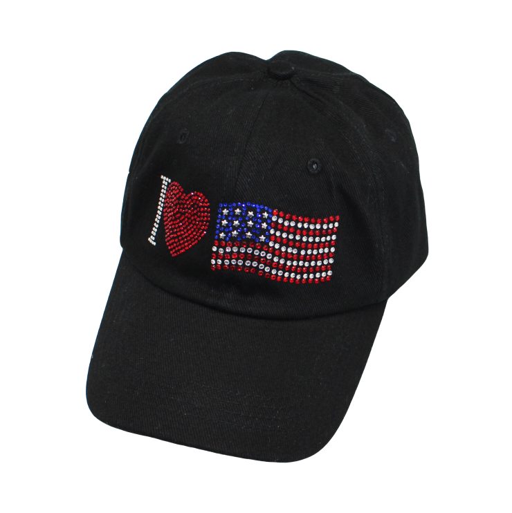 A photo of the I Love USA Rhinestone Baseball Cap product