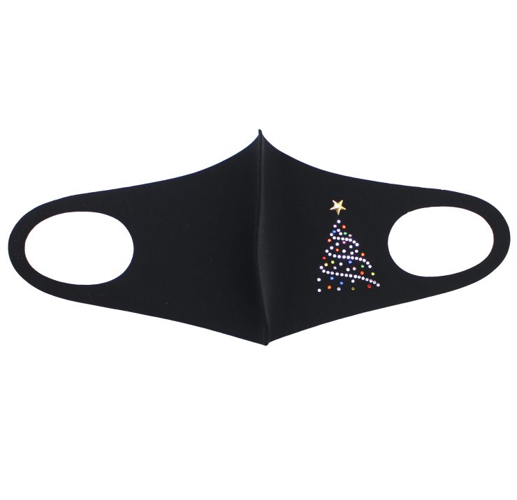 A photo of the Christmas Tree Bling Face Mask In Black product