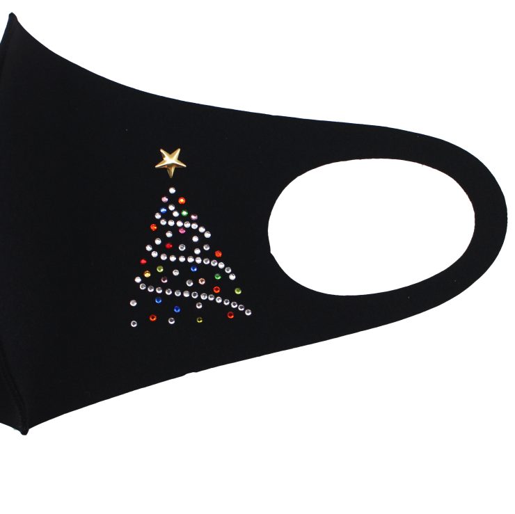 A photo of the Christmas Tree Bling Face Mask In Black product