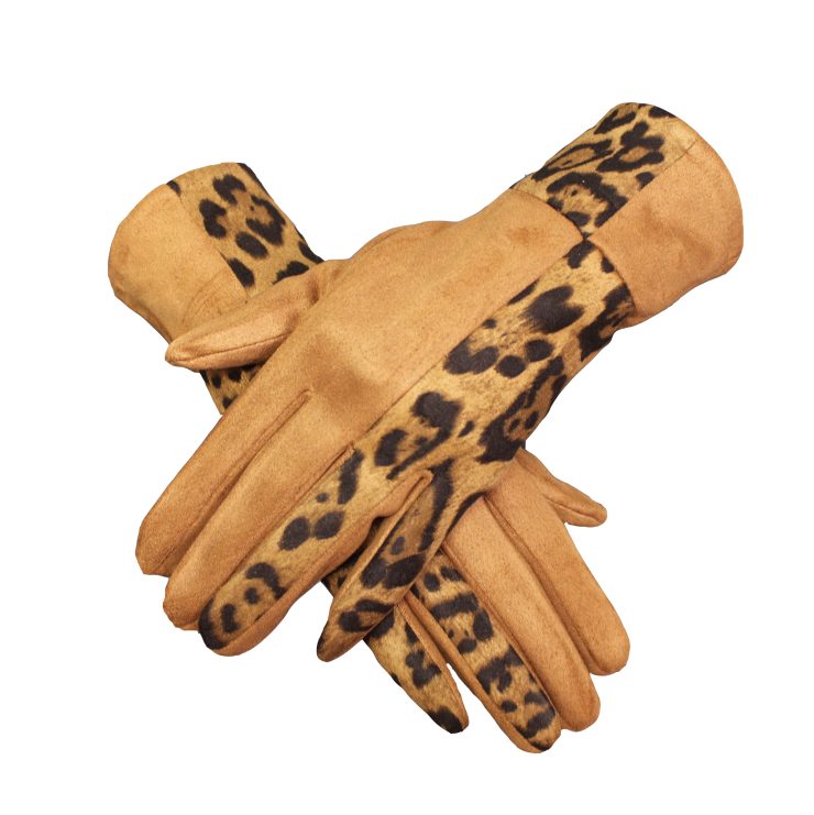 A photo of the Lady Leopard Gloves In Brown product