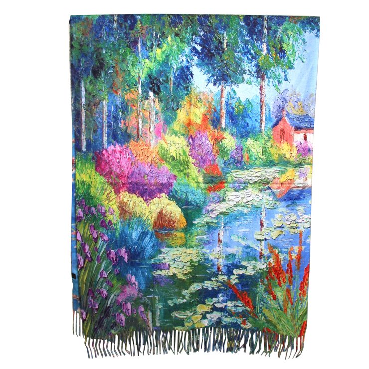 A photo of the Secret Garden Painting Reversible Scarf product