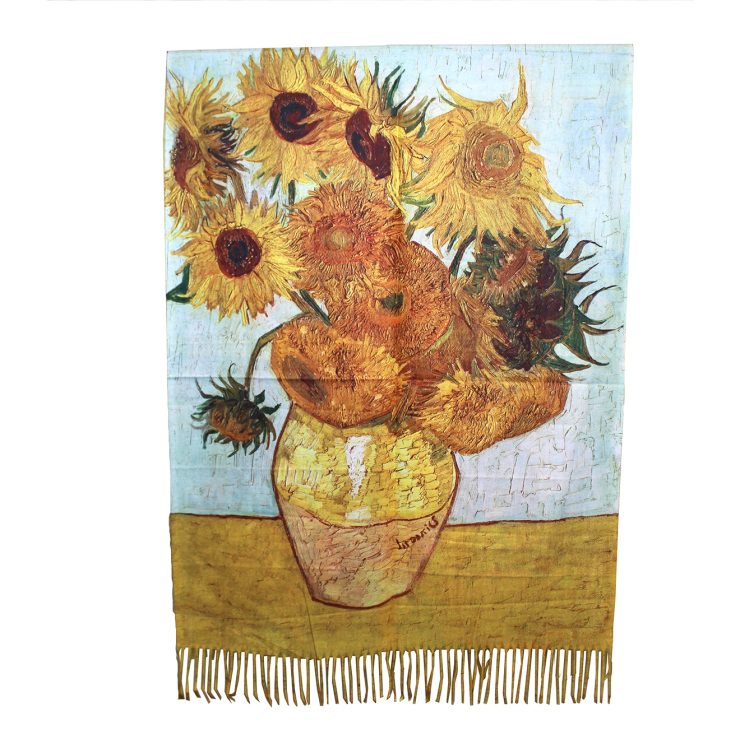 A photo of the Sun Flowers by Van Gogh Painting Reversible Scarf product