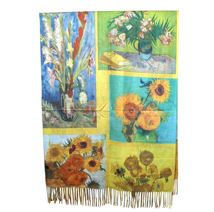 A photo of the Sun Flowers by Van Gogh Painting Reversible Scarf product