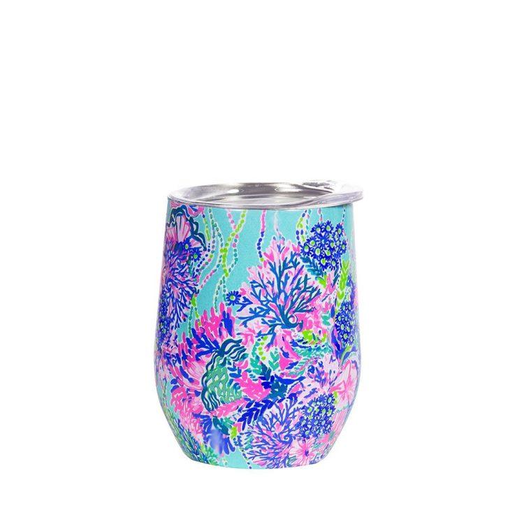 A photo of the Lilly Pulitzer Stainless Steel Wine Glass In Beach You To It product