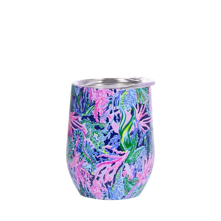 A photo of the Lilly Pulitzer Stainless Steel Wine Glass In Bringing Mermaid Back product