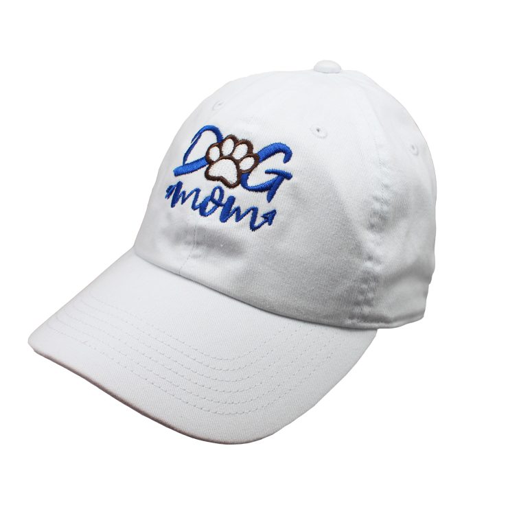 A photo of the Dog Mom Baseball Cap In White product