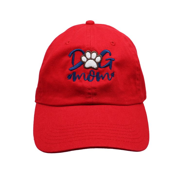 A photo of the Dog Mom Baseball Cap In Red product