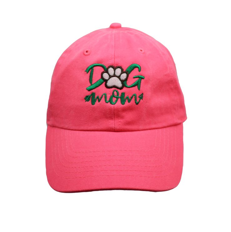 A photo of the Dog Mom Baseball Cap In Neon Pink product