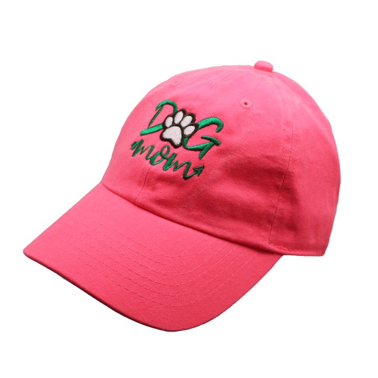 A photo of the Dog Mom Baseball Cap In Neon Pink product