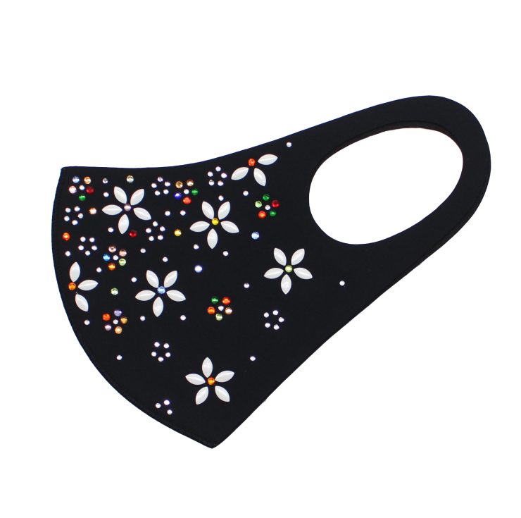 A photo of the Floral Multi Colored Rhinestone Face Mask product