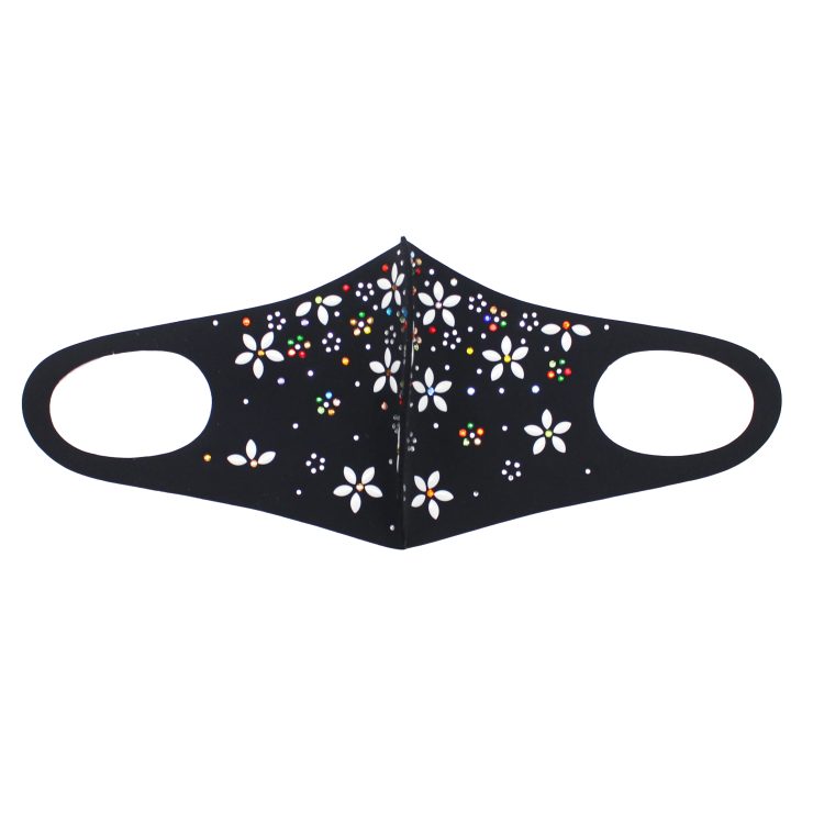 A photo of the Floral Multi Colored Rhinestone Face Mask product