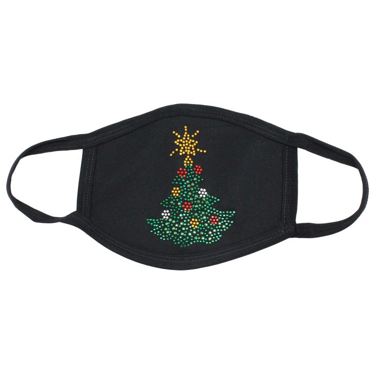A photo of the Rhinestone Christmas Tree Face Mask product