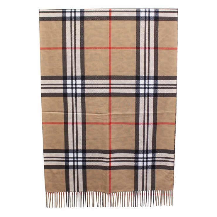 A photo of the Plaid Reversible Scarf In Brown product