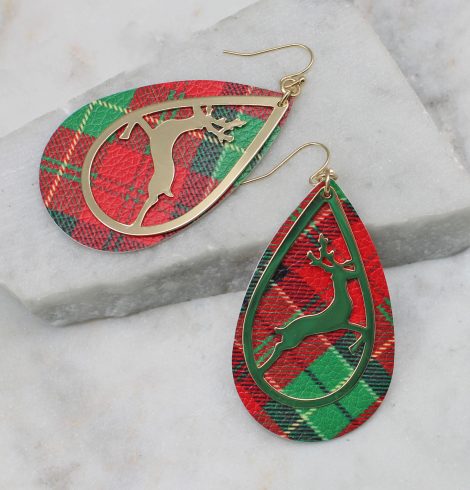 A photo of the Reindeer Tartan Earrings product