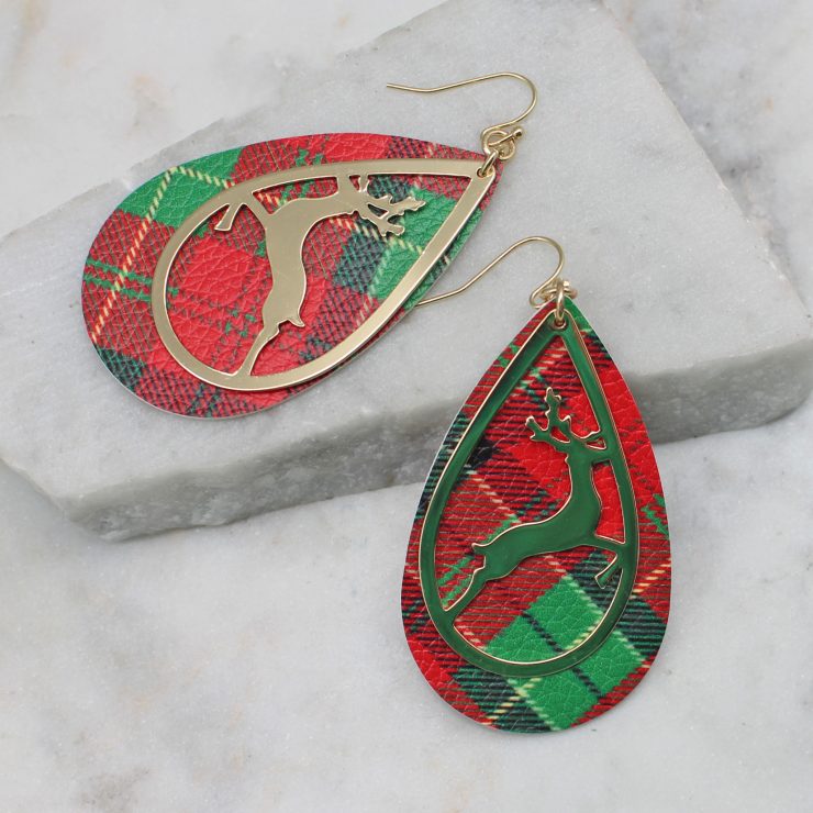 A photo of the Reindeer Tartan Earrings product