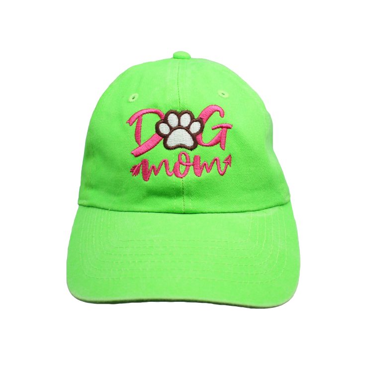 A photo of the Dog Mom Baseball Cap In Lime Green product
