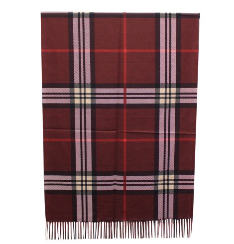 A photo of the Plaid Reversible Scarf In Burgundy product