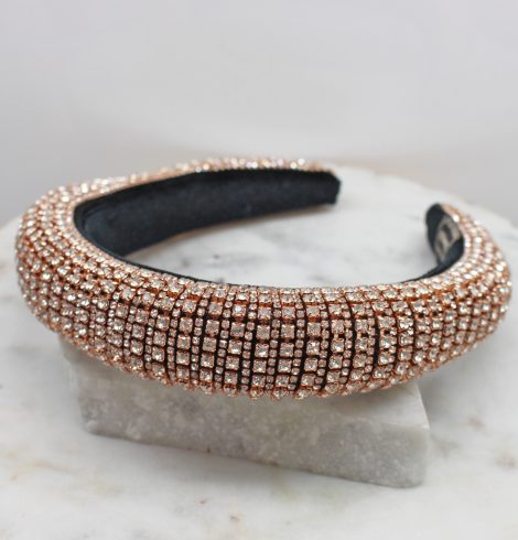 A photo of the Rhinestone Headband In Rose Gold product