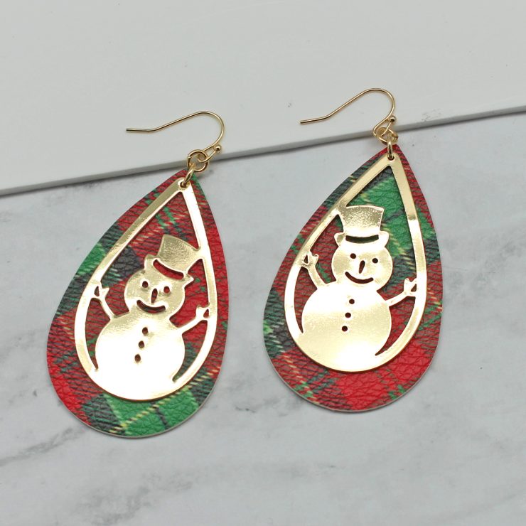 A photo of the Snowman Tartan Earrings product