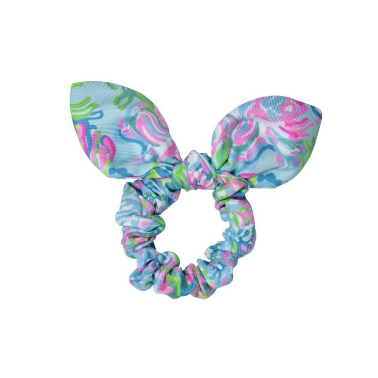 A photo of the Lilly Pulitzer Hair Scrunchie In Aqua La Vista product