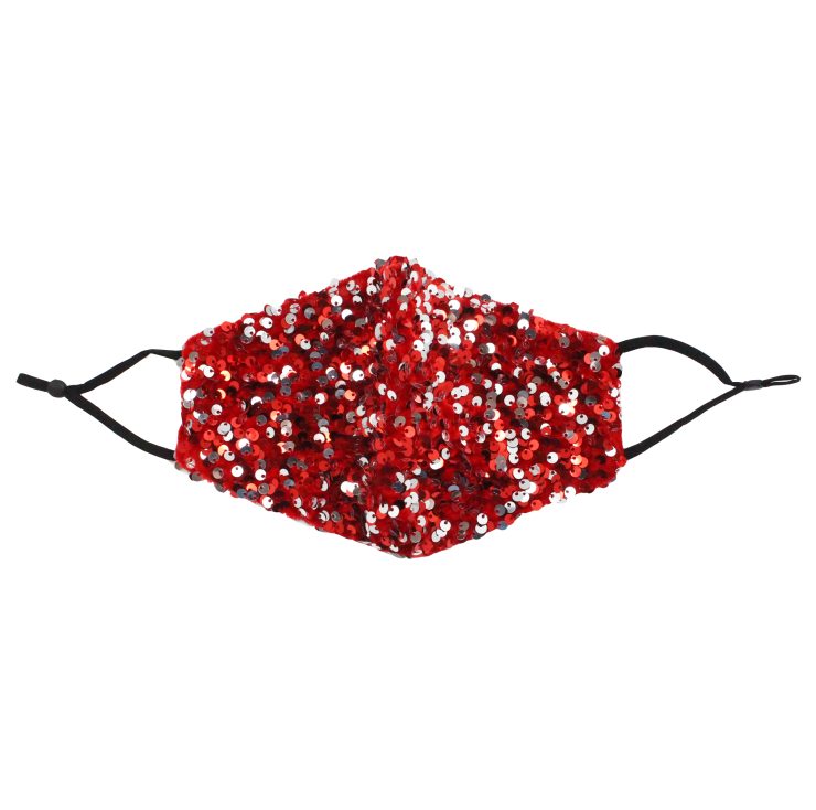 A photo of the Red & Silver Sequin Face Mask product