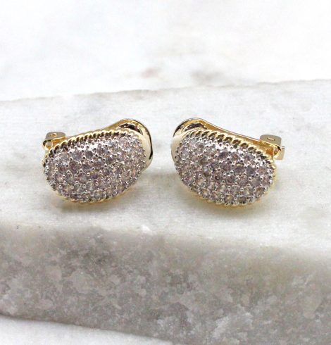 A photo of the Rhinestone Pave Clip On Earrings product