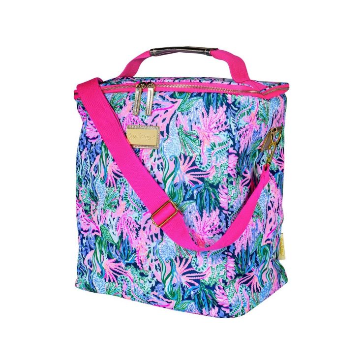 A photo of the Lilly Pulitzer Wine Carrier In Bringing Mermaid Back product