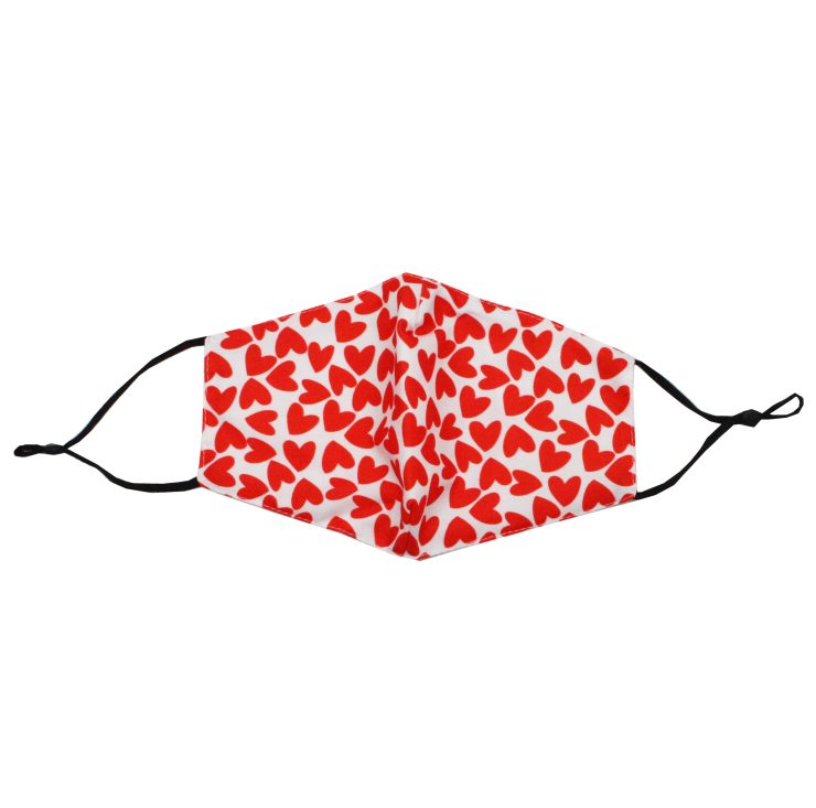 A photo of the Red Hearts Face Mask In White product