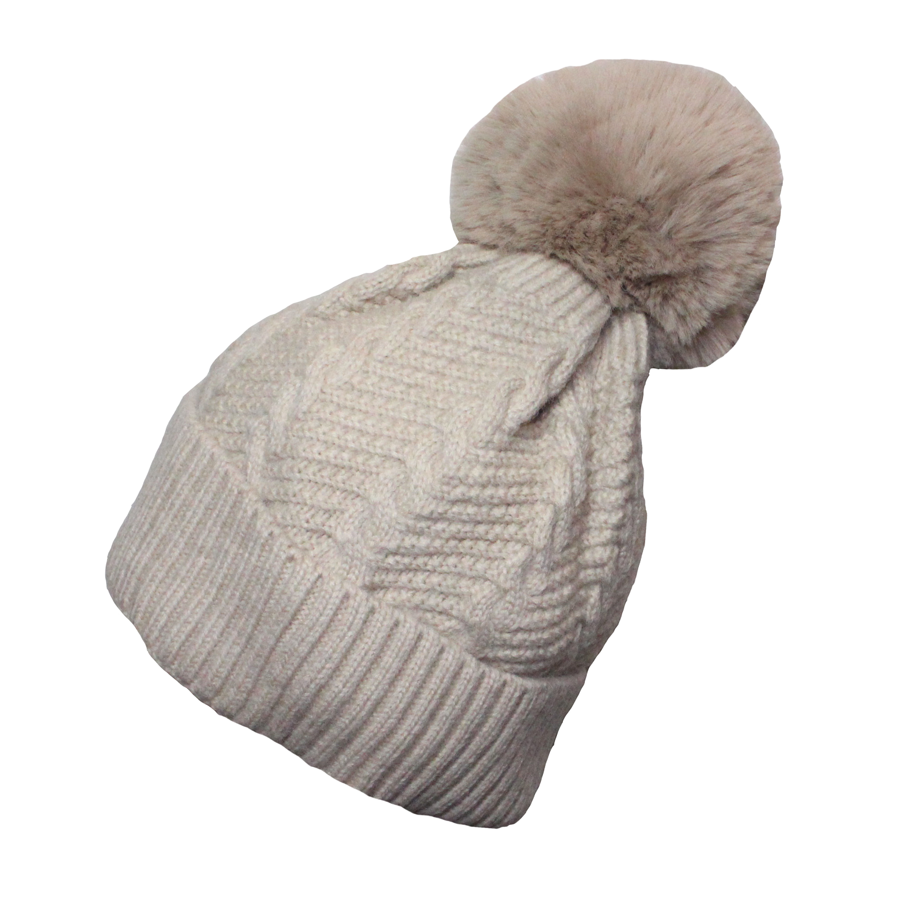 Knitted Mohair Hat with Pom Pom Off-White with Sparkle!