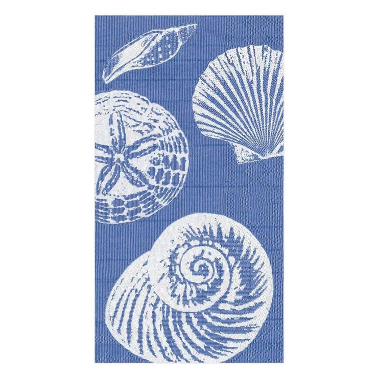 A photo of the Shells Guest Towel Napkins In Ocean Blue product