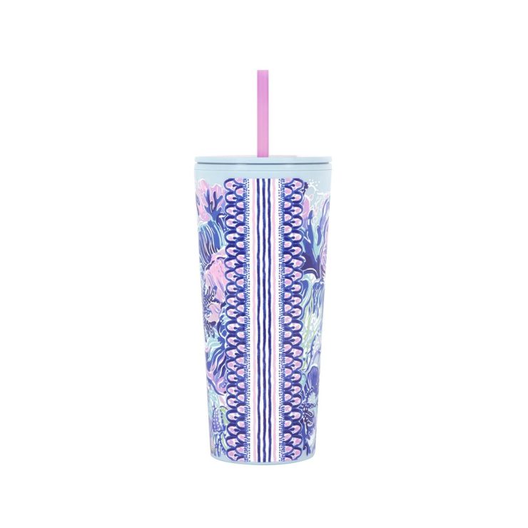 A photo of the Lilly Pulitzer Tumbler With Straw In Shade Seekers product