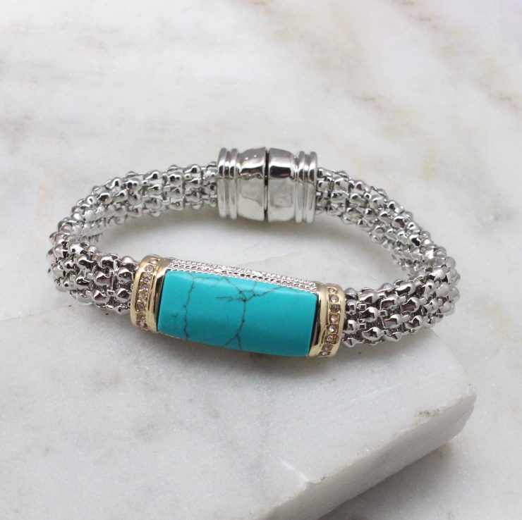 A photo of the Turquoise Bar Bracelet product