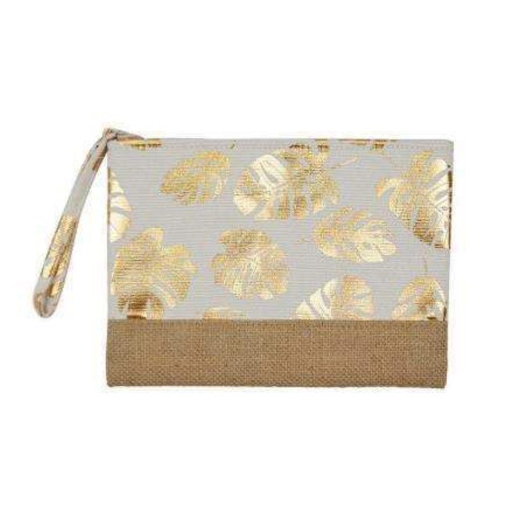 A photo of the Tropical Leaf Wristlet In White product