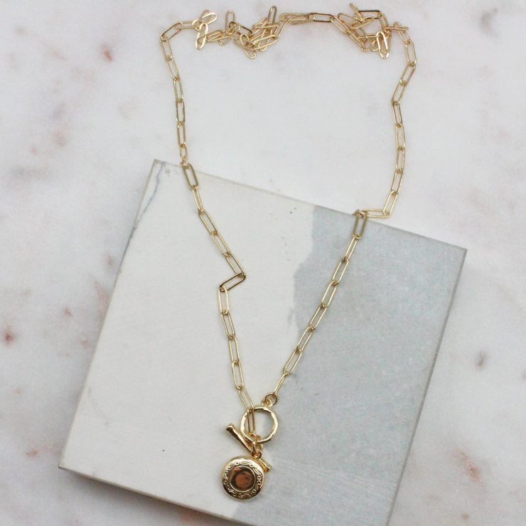 A photo of the Locket Paperclip Necklace In Gold product