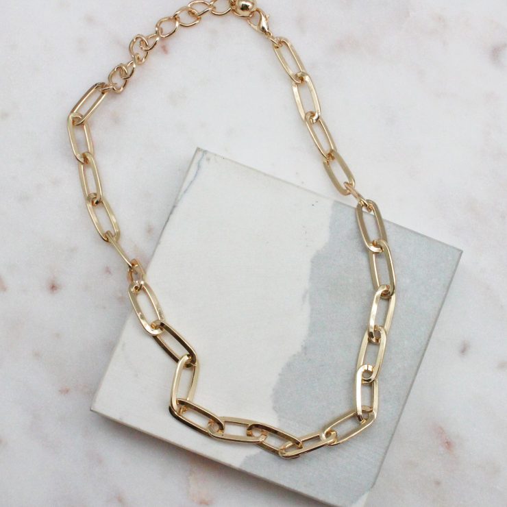 A photo of the Paperclip Necklace In Gold product