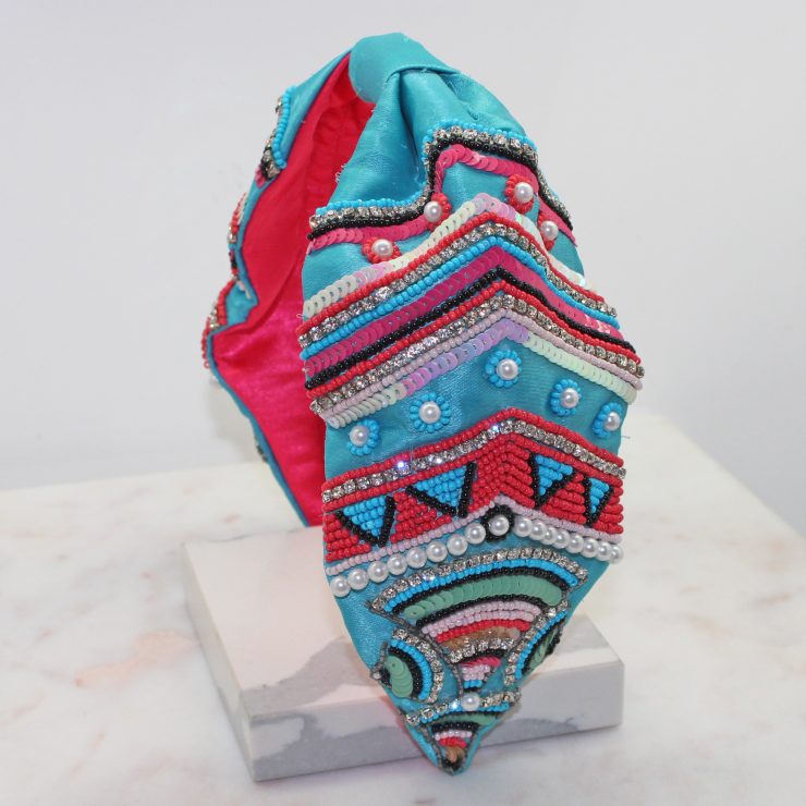 A photo of the Turquoise Beaded Headband product