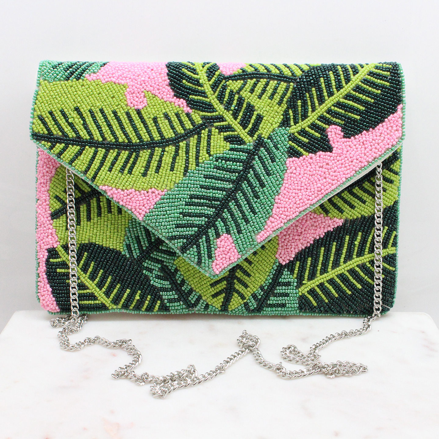 Banana Leaf Clutch In Pink - Best of Everything | Online Shopping