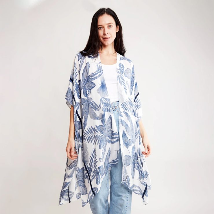 A photo of the Blue Leaves Kimono product