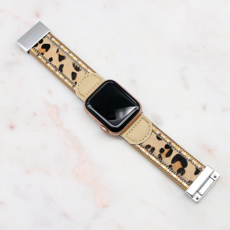 A photo of the Tan Leopard Apple Watch Band product